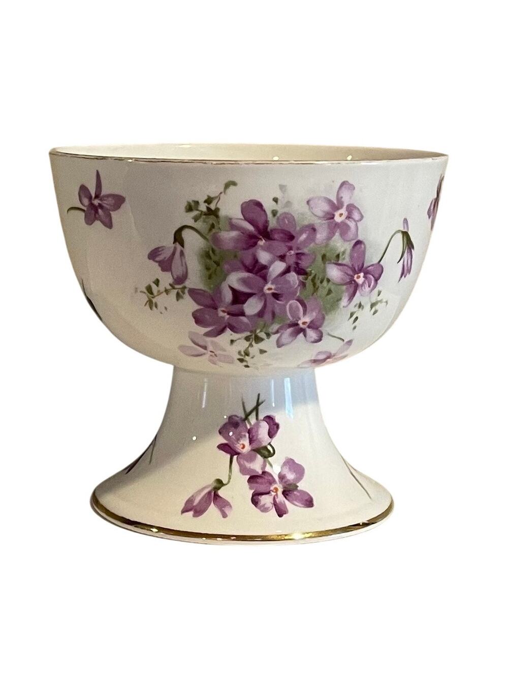 Vintage Hammersley Pedestal Bowl, Victorian Violets